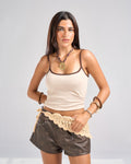 beige tank top